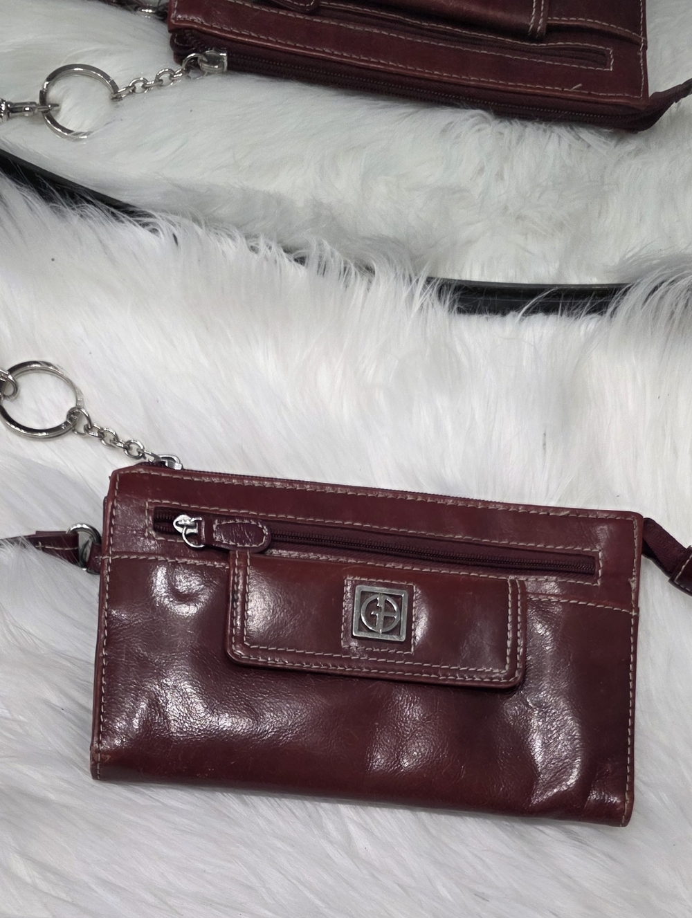 Giani Bernini Women's Leather Crossbody Wristlet in Deep Burgundy